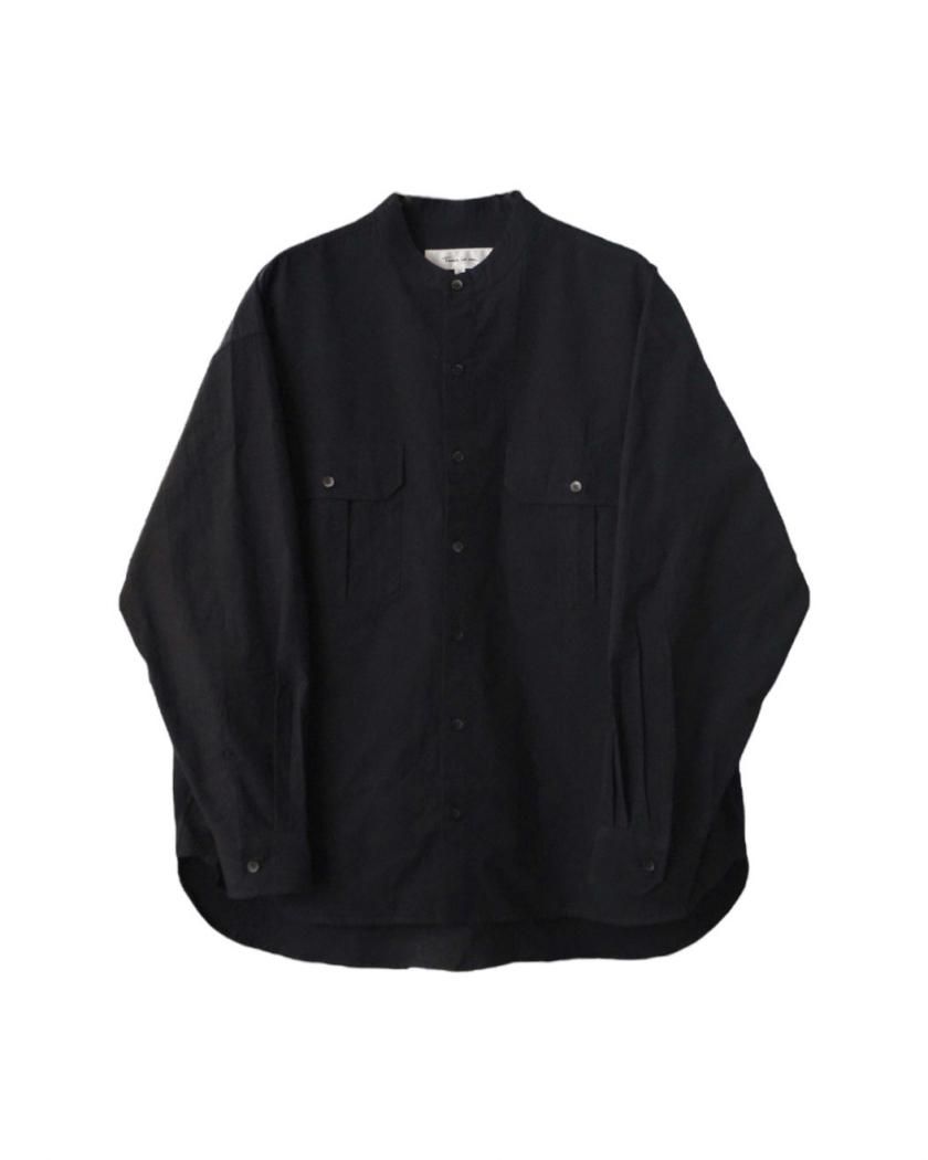 OVER SIZED BAND COLLAR SHIRT(COTTON SILK)