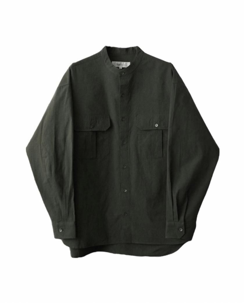 OVER SIZED BAND COLLAR SHIRT(COTTON SILK)