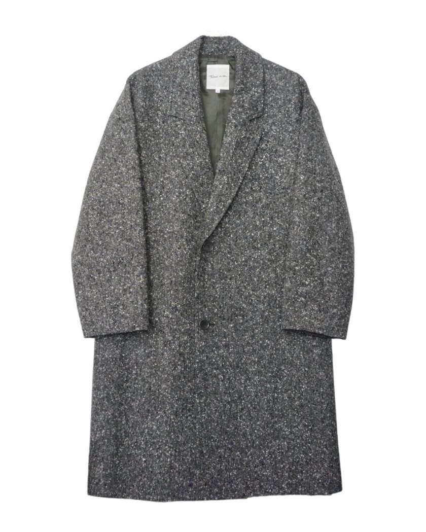 WOOL VERSATILE OVER COATNEP TWEED BLACK/GRAY