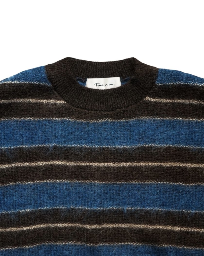 time is on KID MOHAIR STRIPED CREW15%Wool