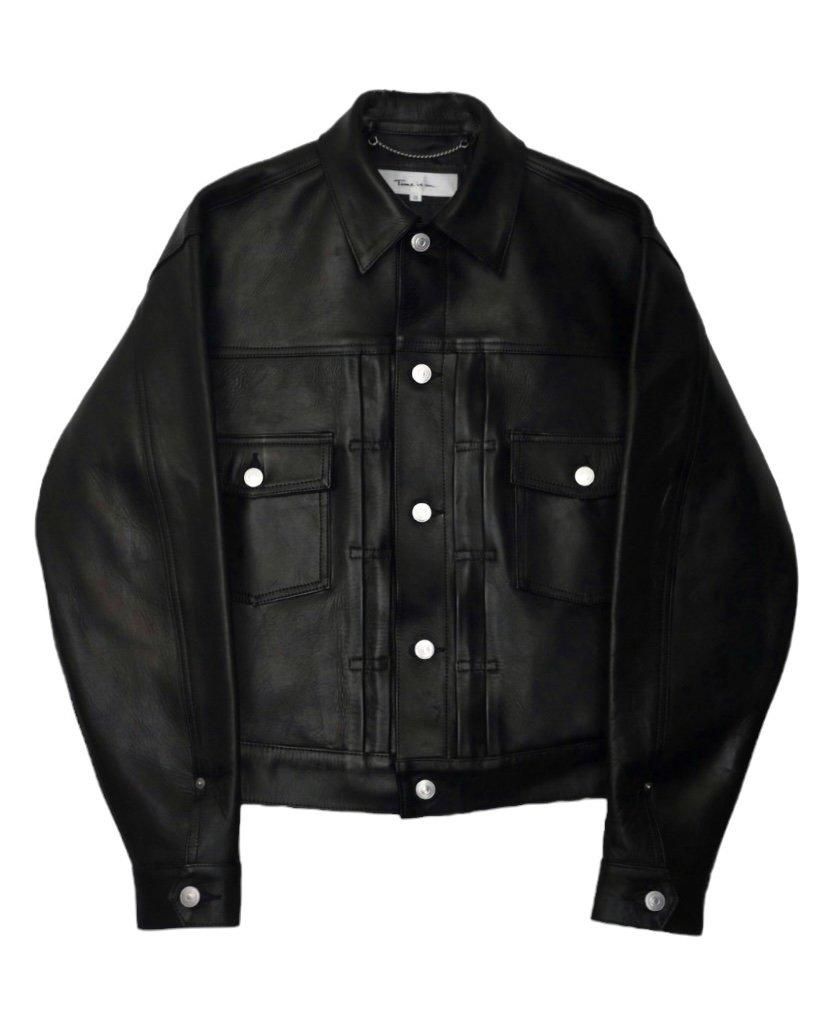 NEW)LEATHER TRUCKER JACKET】cow leather - Time is on NEW)LEATHER TRUCKER JACKET】cow leather - Time is on
