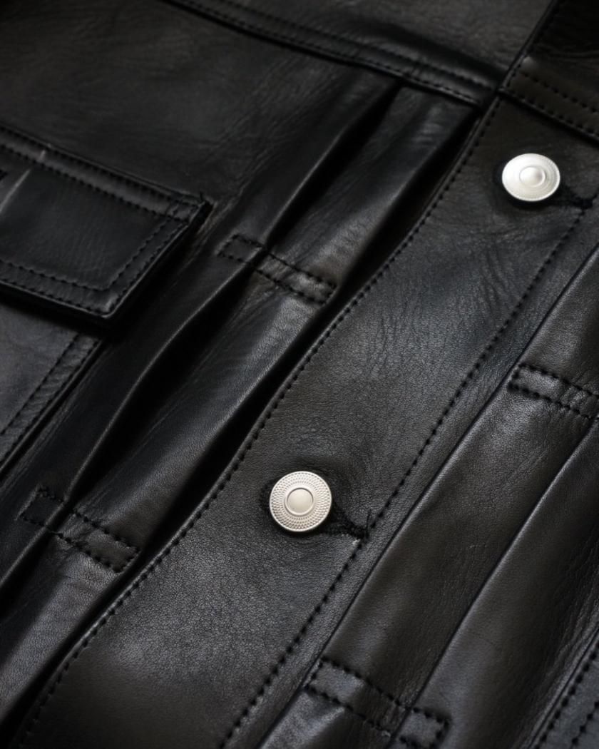 NEW)LEATHER TRUCKER JACKET】cow leather - Time is on
