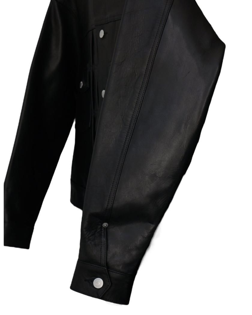 NEW)LEATHER TRUCKER JACKET】cow leather - Time is on NEW)LEATHER TRUCKER JACKET】cow leather - Time is on