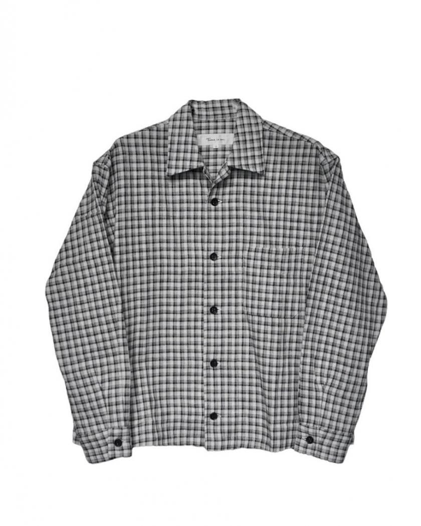 CROPPED PLAID SHIRT-one side plaid-