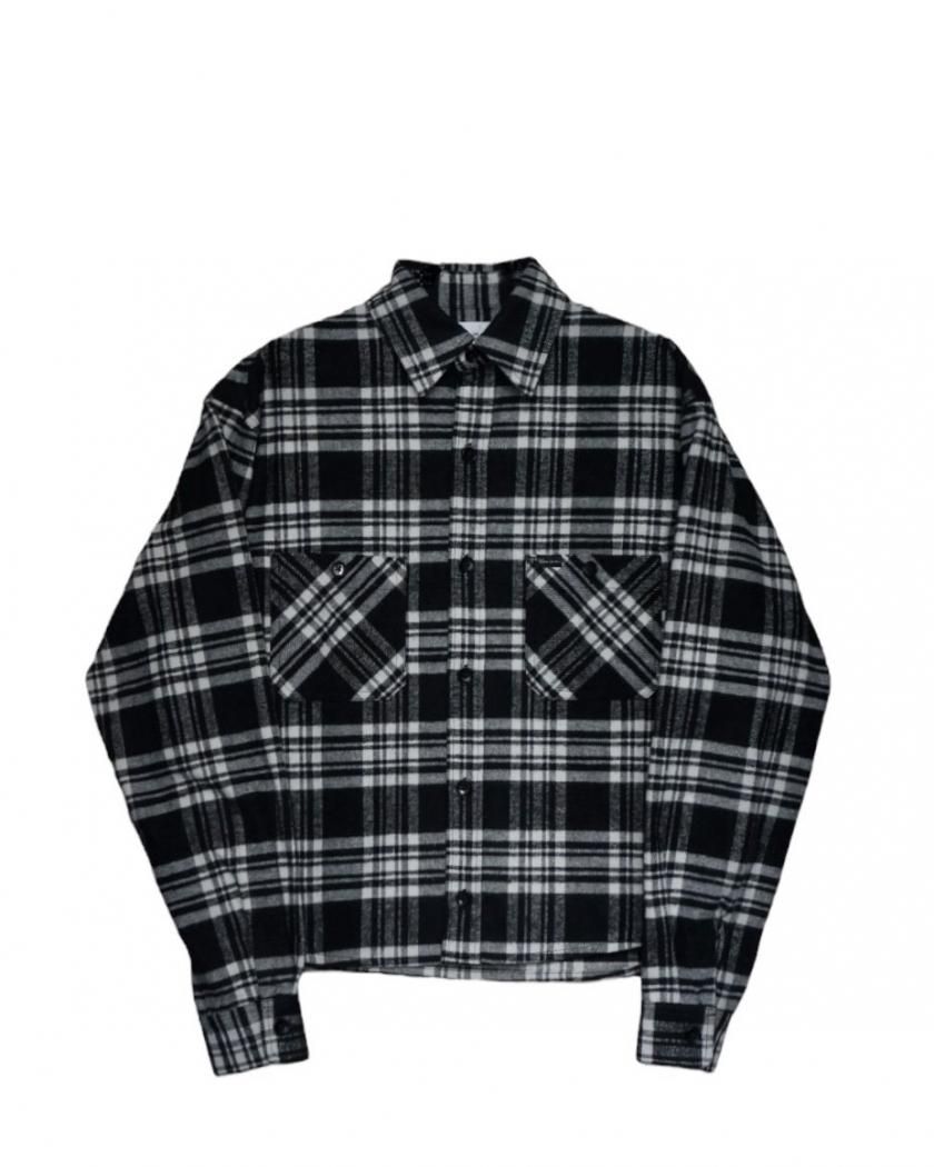 PLAID HEAVY COTTON NEL SHIRT(CROPPED)