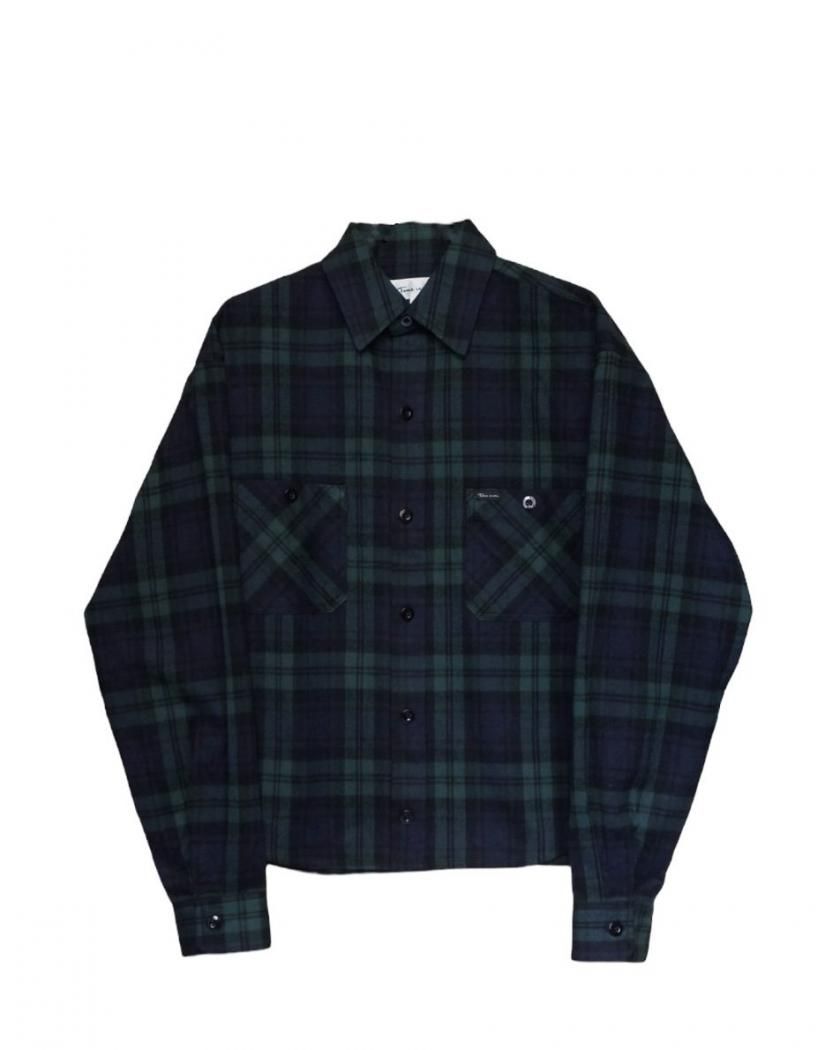 PLAID COTTON NEL SHIRT(CROPPED)