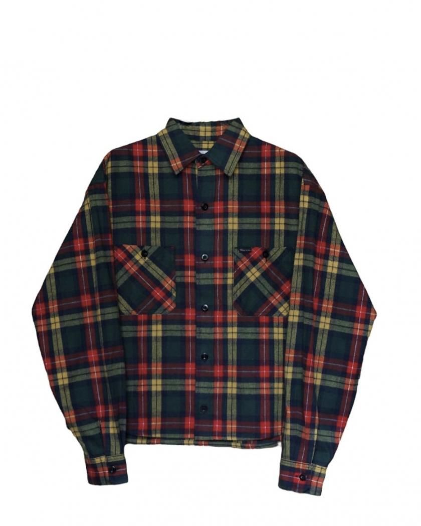 PLAID COTTON NEL SHIRT(CROPPED)
