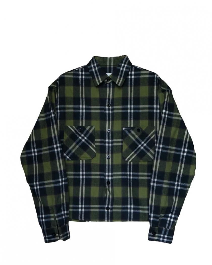 PLAID COTTON NEL SHIRT(CROPPED)