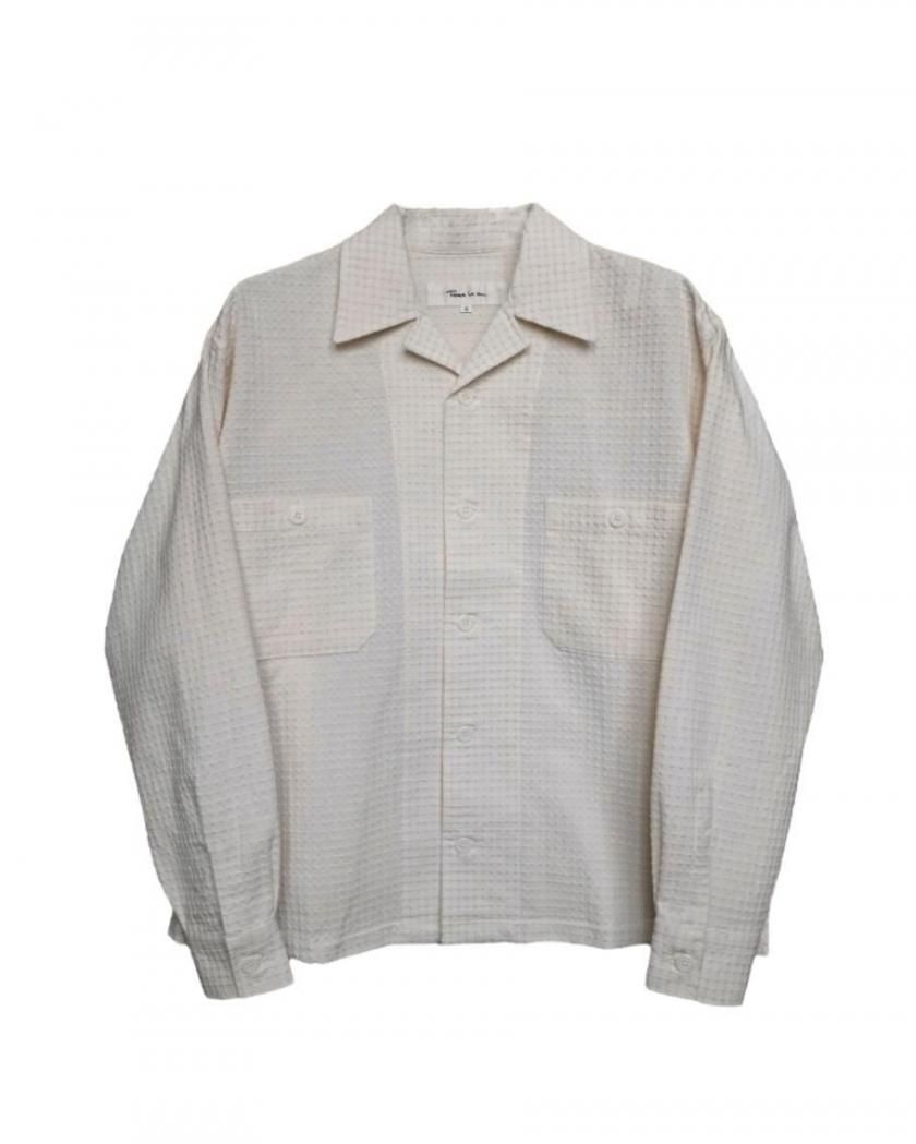 CROPPED DOBBY OPEN COLLARED SHIRT