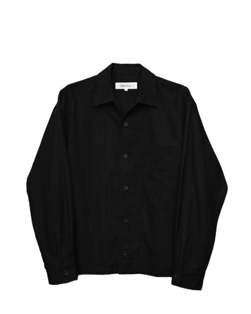 NEW【COTTON×LYOCELL SOLID BLACK SHIRT】０黒 COTTON×LYOCELL SOLID BLACK SHIRT】 - Time is on