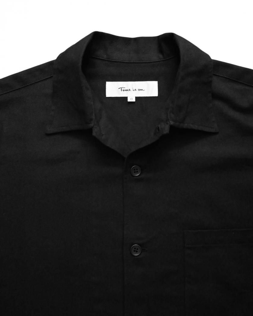 NEW【COTTON×LYOCELL SOLID BLACK SHIRT】０黒 COTTON×LYOCELL SOLID BLACK SHIRT】 - Time is on