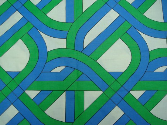 ミッドセンチュリー モダン 幾何学模様 生地 レトロ メンズ 緑白青 ヴィンテージ生地 Dica By Morango