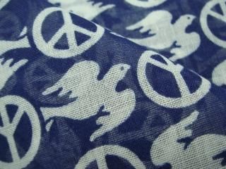 PEACE ピースマーク & ハト 鳥 生地 レトロ ヒッピー レア PEACE ピースマーク & ハト 鳥 生地 レトロ ヒッピー レア