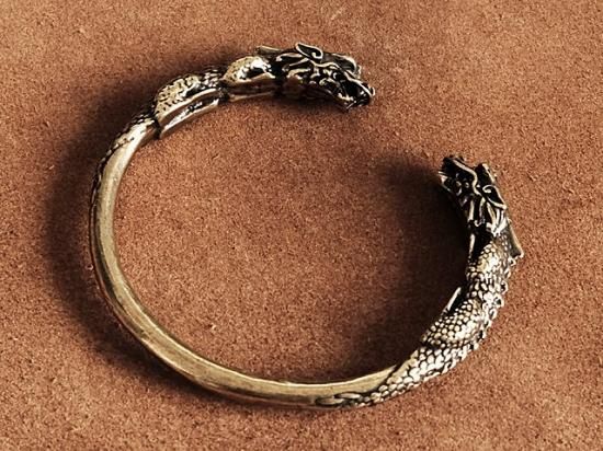 真鍮 バングル（ドラゴン）龍 竜 ブラス ブレスレット 腕輪 メンズ