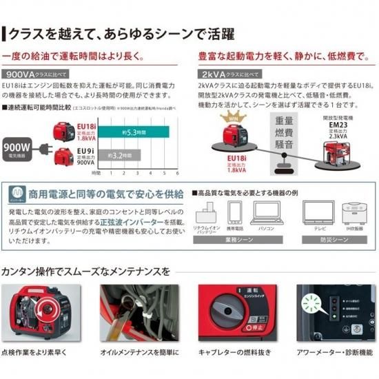 ホンダ(HONDA) 小型家庭用インバーター式発電機 EU18i T JN ホンダ(HONDA) 小型家庭用インバーター式発電機 EU18i T JN