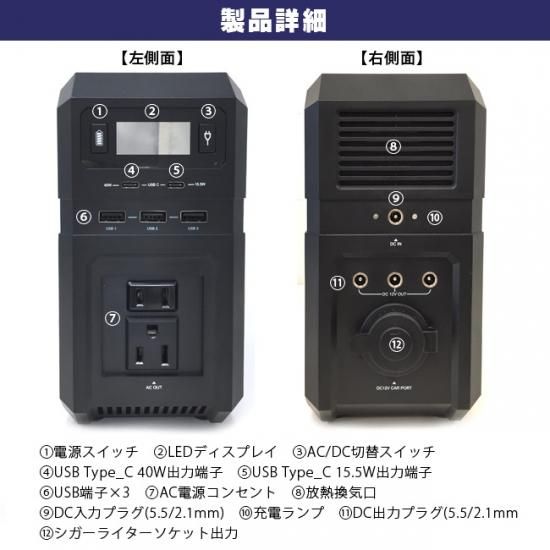 ポータブル電源 大容量 120000mAh/444Wh ソーラーチャージ対応 ポータブル電源 大容量 120000mAh/444Wh ソーラーチャージ対応