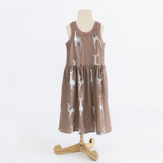 folkmade<br>dear pattern dress<br>brown<br>(S,M,L,LL)