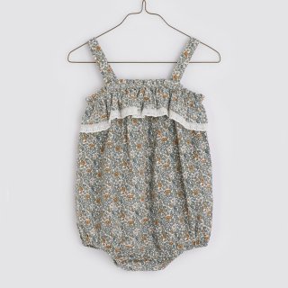 little cotton clothes<br>odetta frilly romper<br>cottage floral on white<br>(12-18m,18-24m,2-3y)