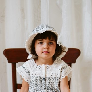 little cotton clothes<br>tilly hat reversible<br>anemone floral in blue<br>(1-2y,2-3y)