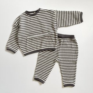 QUINCY MAE<br>waffle top + pant set<br>charcoal stripe<br>(6-12m,12-18m,18-24m,2-3y)