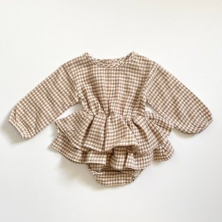QUINCY MAE<br>rosie romper<br>cocoa gingham<br>(6-12m,12-18m,18-24m)