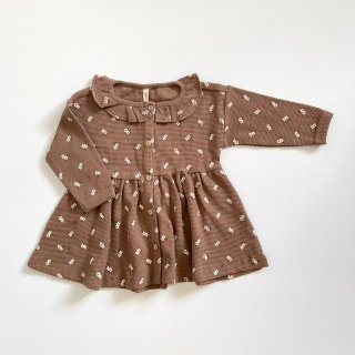 QUINCY MAE<br>waffle button dress<br>cocoa floral<br>(6-12m,12-18m,18-24m,2-3y)