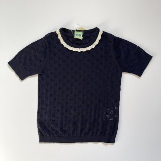FUB<br>pointelle T-shirt<br>dark navy<br>(100,110,120,130)