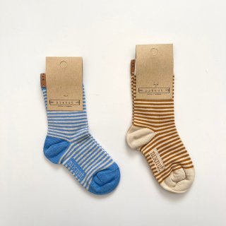 ◇ゆうパケット送料無料◇<br>nixnut<br>stripe socks<br>Sky / Caramel<br>(19-22,23-26,27-30)