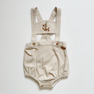 ̵Point Up<br>Popelin<br>Anchor Motif Dungarees With Straps<br>Sand<br>(9-12m,12-18m,18-24m)