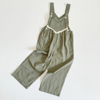 little cotton clothes<br>Organic Veronica Dungarees<br>Little Green Check<br>(2-3y6-7y)