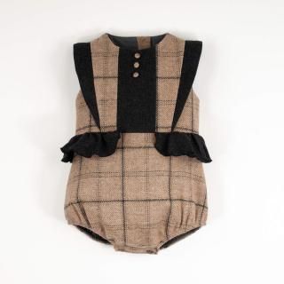 <img class='new_mark_img1' src='https://img.shop-pro.jp/img/new/icons20.gif' style='border:none;display:inline;margin:0px;padding:0px;width:auto;' />●50%off●<br>Popelin<br>Woollen Romper Suit With Frill 
<br>Beige Plaid<br>(9-12m)