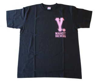 Y.MARKET BREWING オリジナルTシャツ スミ（ロゴ：ピンク）