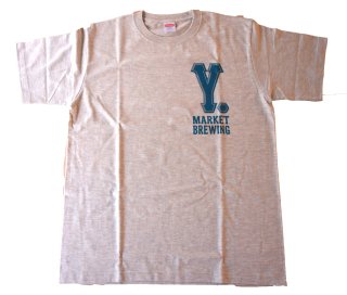 Y.MARKET BREWING オリジナルTシャツ オートミール（ロゴ：オーシャン）