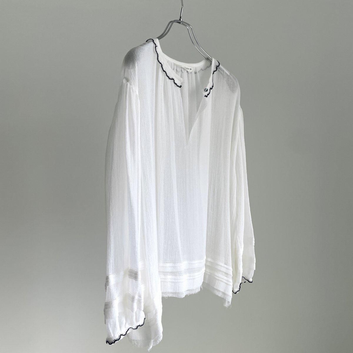 ミナ ペルホネンfog net ハーフスリーブブラウス – white – | Shoka: