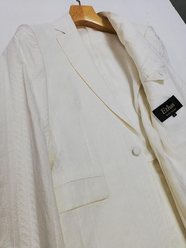 ethos エトス　ジャケット　サイズM セール90%off】ETHOS ホワイト地紋柄ジャケット*JK#US*00052