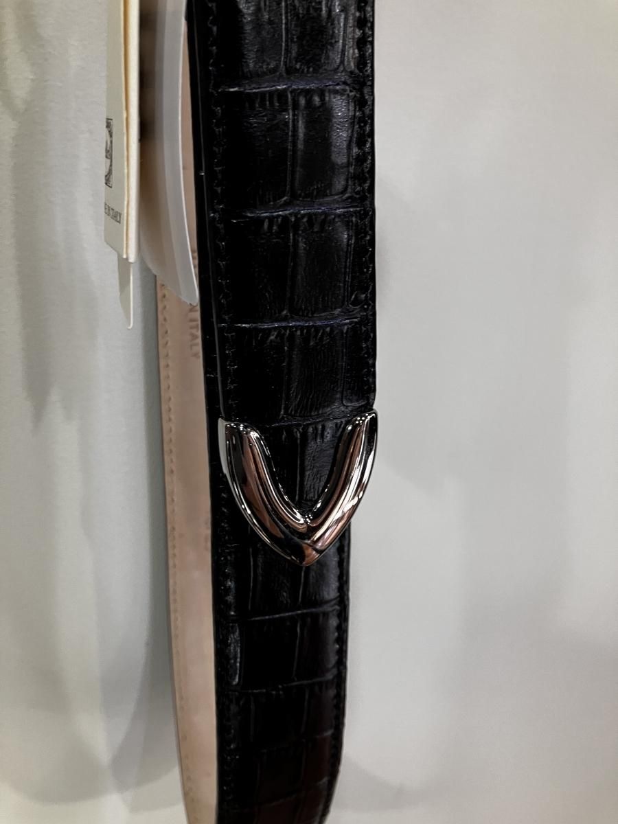 モンブラン ベルト マイスターシューテック クロコ型押し レザー 黒 シルバー モンブラン ベルト マイスターシューテック レザー シルバー金具