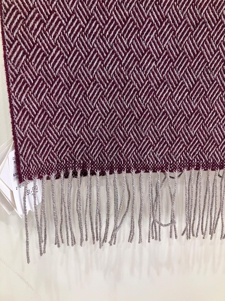 セール30%off】PIACENZA フリンジ付きカシミア100%織柄マフラー