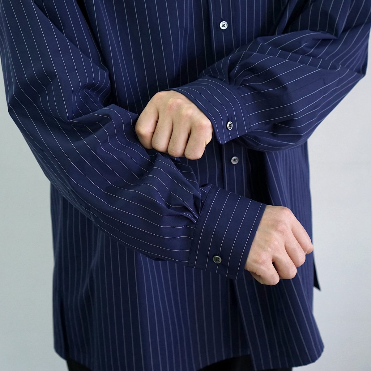 カーキ×インディゴ High Count Broad Regular Collar Shirt