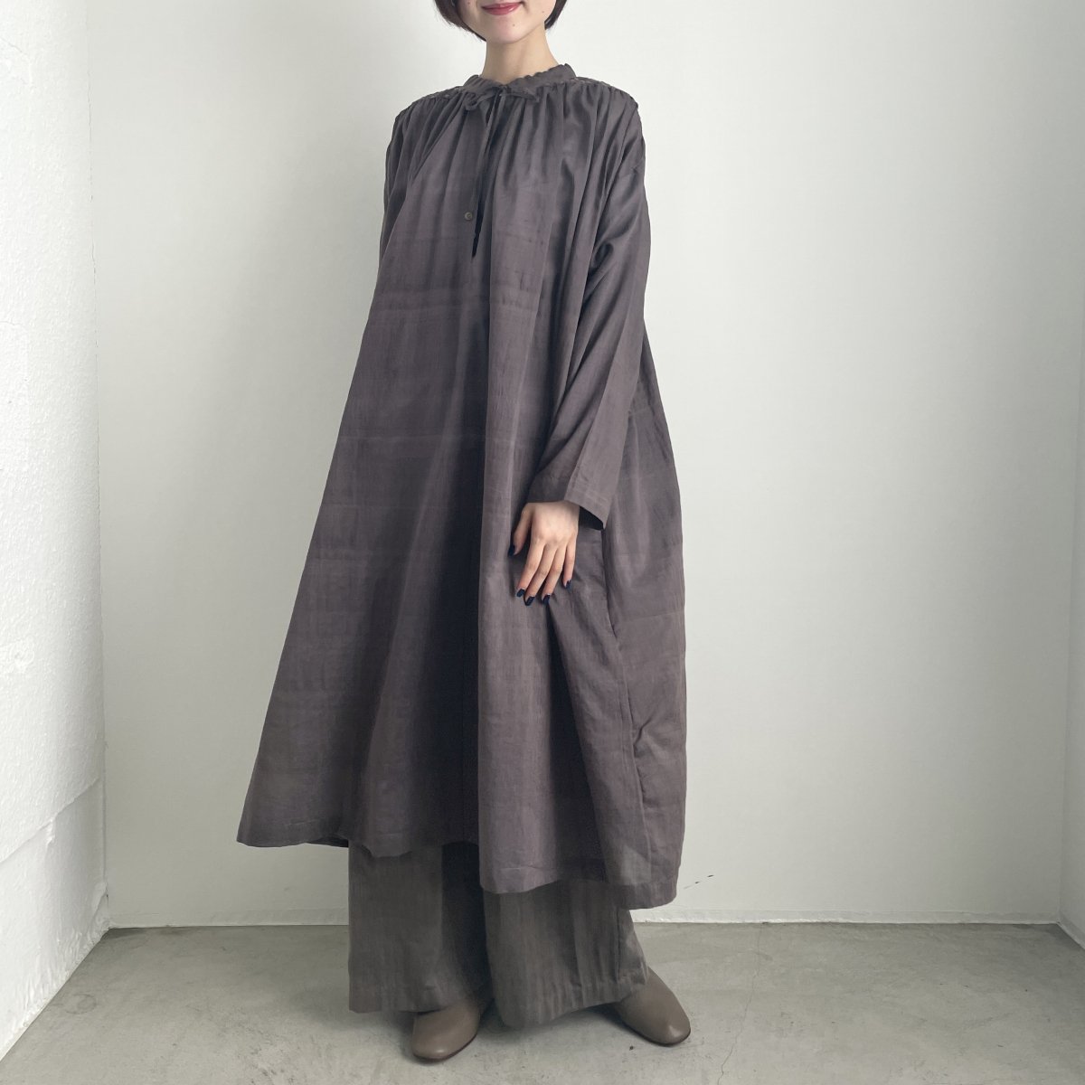 BUNON Khadi Cotton Silk Gather dress