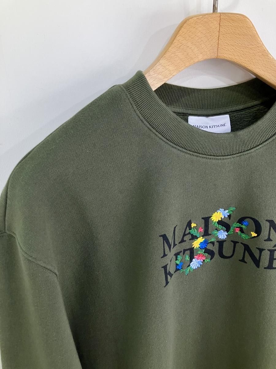 MAISON KITSUNÉ フロントプリント スウェット M セール30%off】メゾンキツネ フロントプリント＆フラワー刺繍 裏