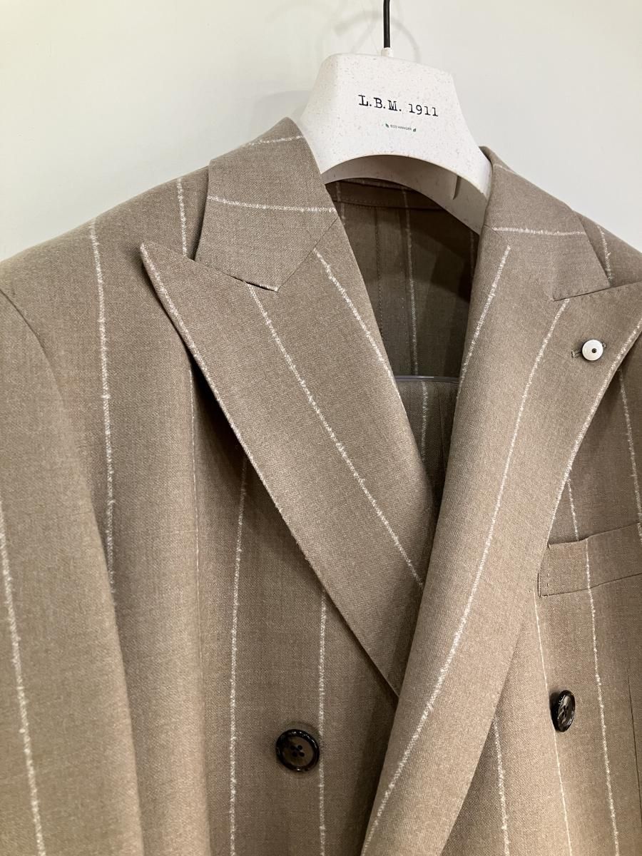 LBM キャメルストライプ ダブルブレスト6つボタン2つ掛け サイドベンツ