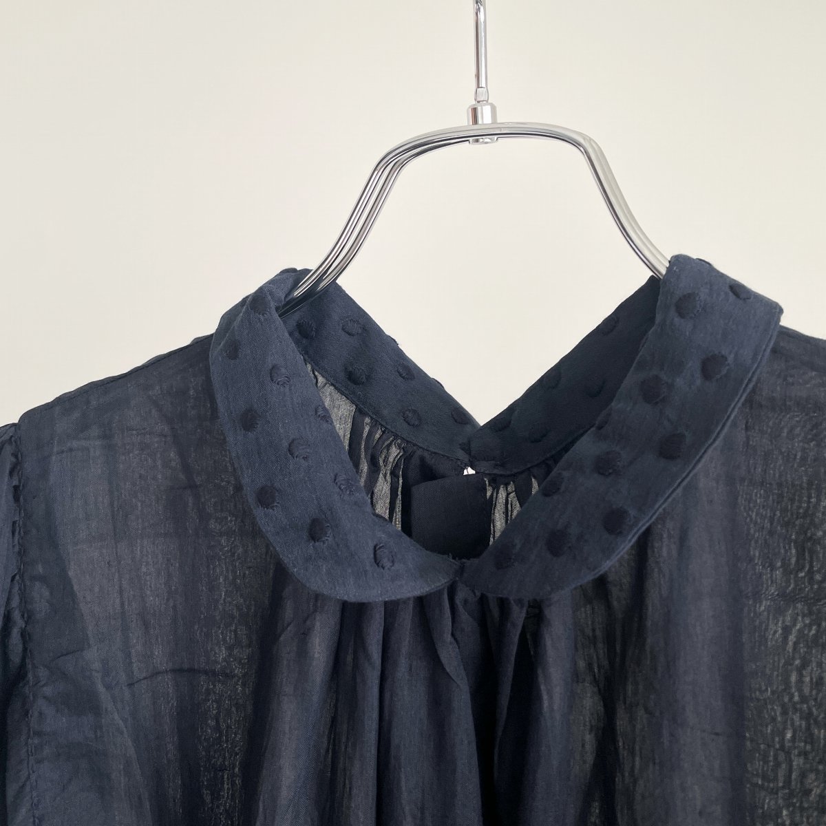 Khadi Cotton Silk Embroidery Collar Tuck Dress/BN2377*OP#IT