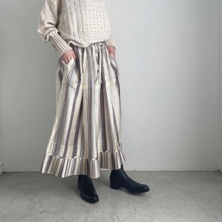 BUNON Kahdi Silk Random Stripe Gather Tuck Skirt/BN2370*SK#IT