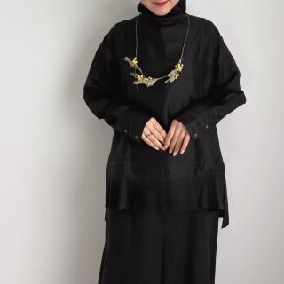 BUNON Kahdi Silk Wide Neck Tuck Blouse/BN2351*SL#IT