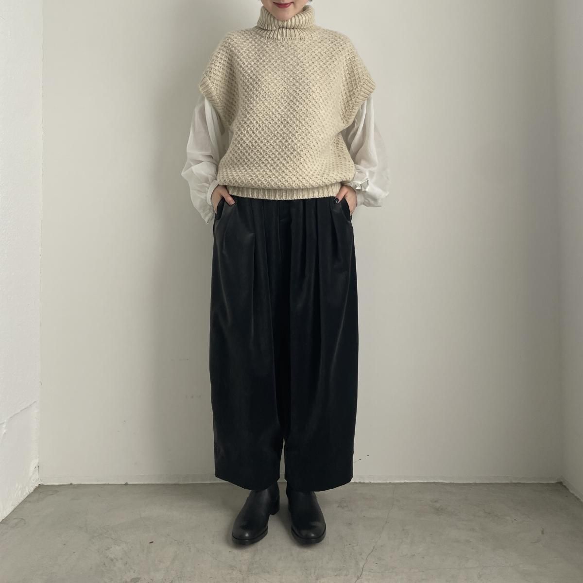 TENNE HANDCRAFTED MODERN 3 tuck wide pants(velvet) /0026*PT
