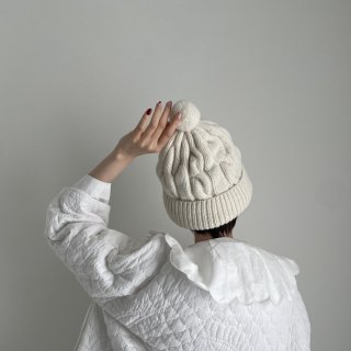 ANSPINNEN hand knit cap(カシミヤ×カムバックラム)/ANS-AK0014*HA#IT