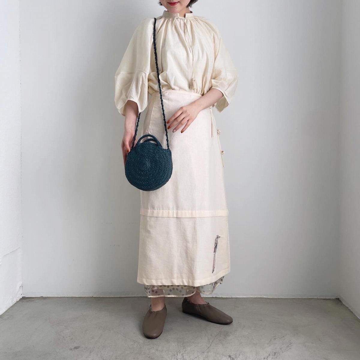 BUNON Kahdi Cotton ＆ Bird Embroidery Wrap Skirt/BN2427*SK