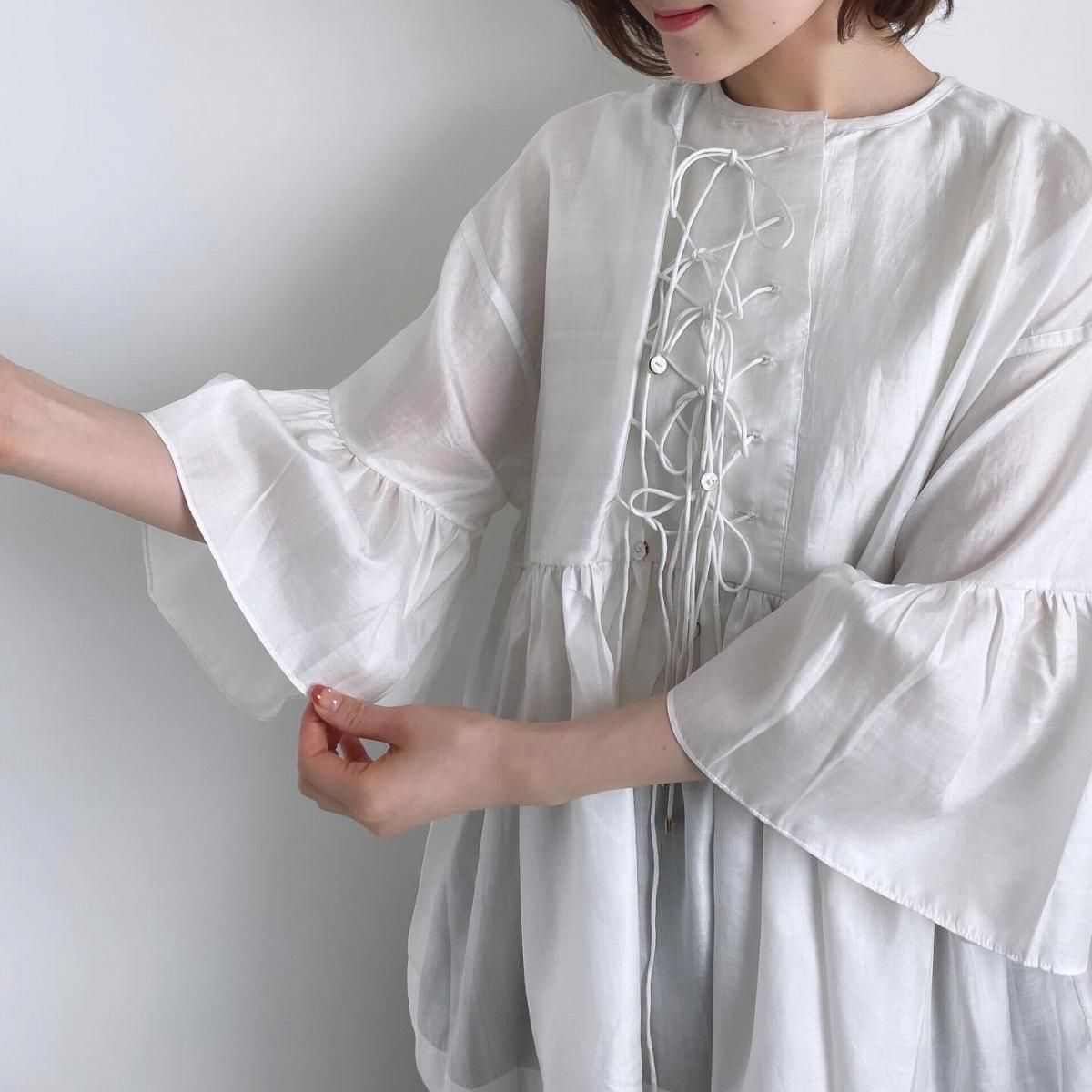 BUNON Kahdi Silk Wide Sleeve Ribbon Blouse/BN2401*SL#IT