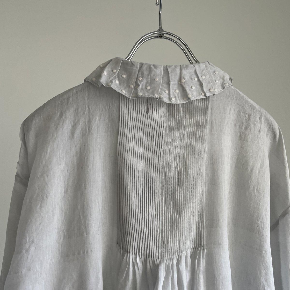BUNON Khadi Cotton Silk Embroidery Frill Blouse/BN2420*SL#IT BUNON Khadi Cotton Silk Embroidery Frill Blouse/BN2420*SL#IT