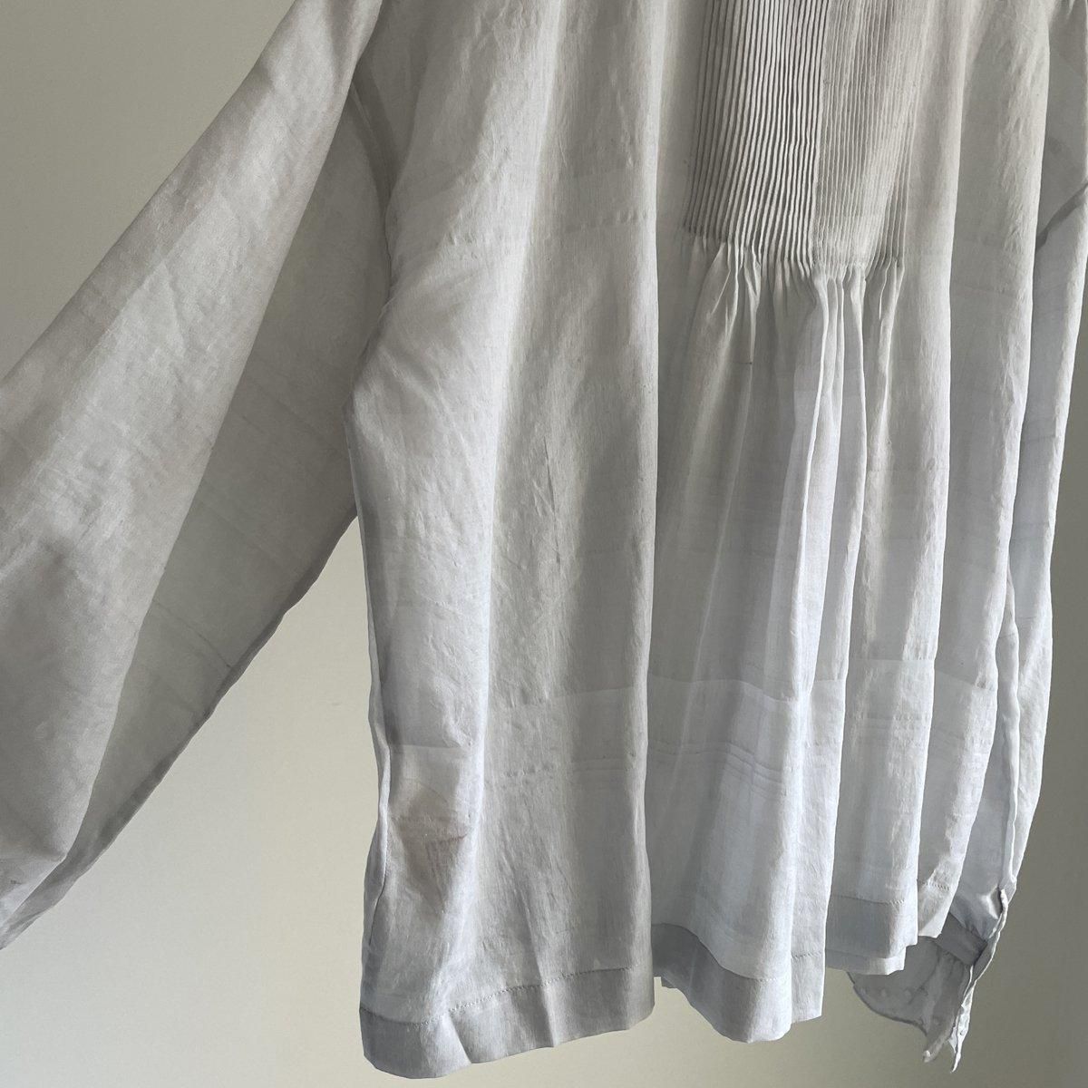 BUNON Khadi Cotton Silk Embroidery Frill Blouse/BN2420*SL#IT BUNON Khadi Cotton Silk Embroidery Frill Blouse/BN2420*SL#IT